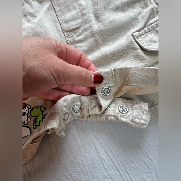 Carter's Beige Overalls with Fun Patches Size 9 Months - Picture 5 of 5